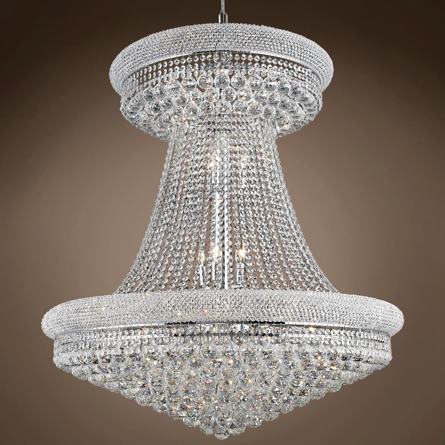 Joshua Marshal Home Collection Bagel Design 28 Light 36" Chrome Chandelier With Clear European Crystals - 45.00