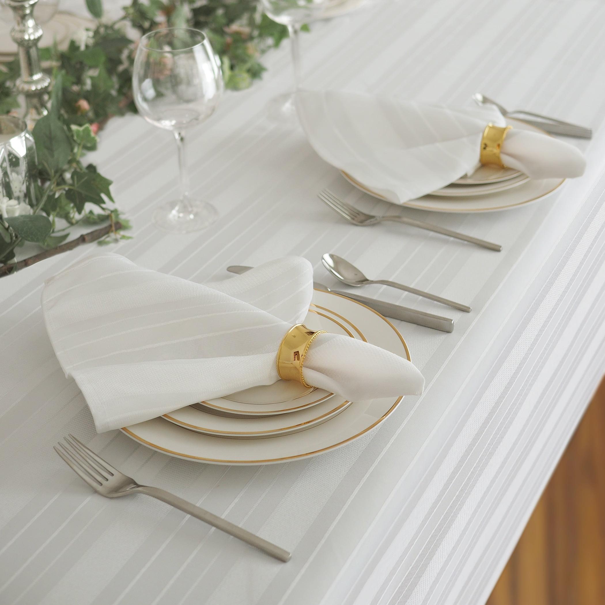 Elrene Denley Stripe Jacquard Stain Resistant Napkin Set of 4 - 17" x 17" - Elrene Home Fashions