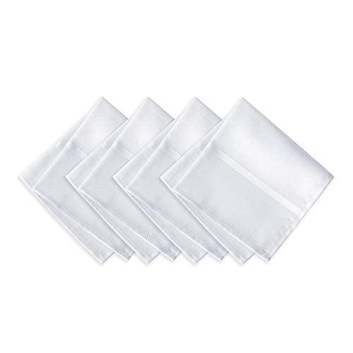Elegance Plaid Stain Resistant Napkin Set of 4 - 17" x 17" - White - Elrene Home Fashions
