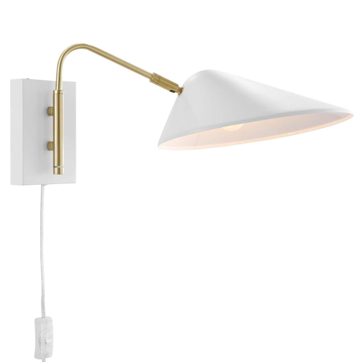 White 19" Metal Swing Arm Wall Sconce with Dimmable Feature