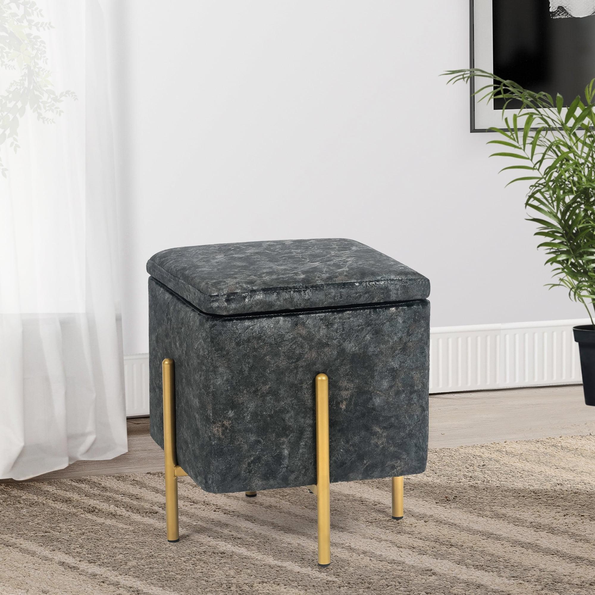 Joveco Square Folding Storage Ottoman Foot Rest Stool Vanity Stool Piano Stool for Bedroom Living Room 13"D