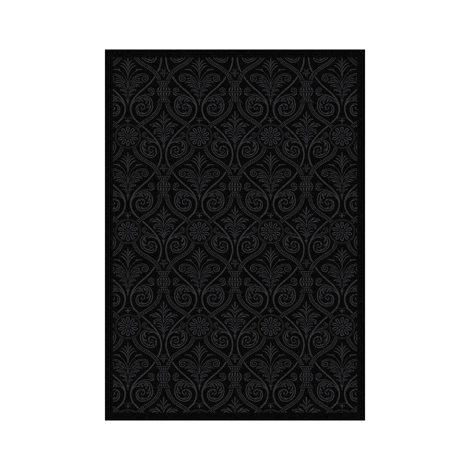 Any Day Matinee Damascus Rectangle Theater Area Rugs  01 Black - 3 ft. 10 in. x 5 ft. 4 in.