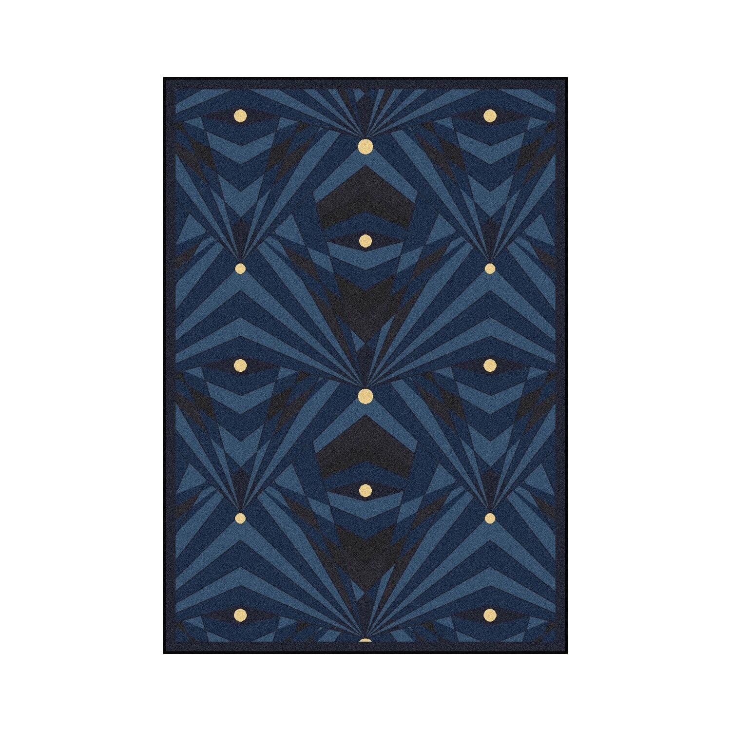 Joy Carpets 1756B-04 Any Day Matinee Deco Strobe Rectangle Theater Area Rugs 04 Navy - 3 ft. 10 in. x 5 ft. 4 in.