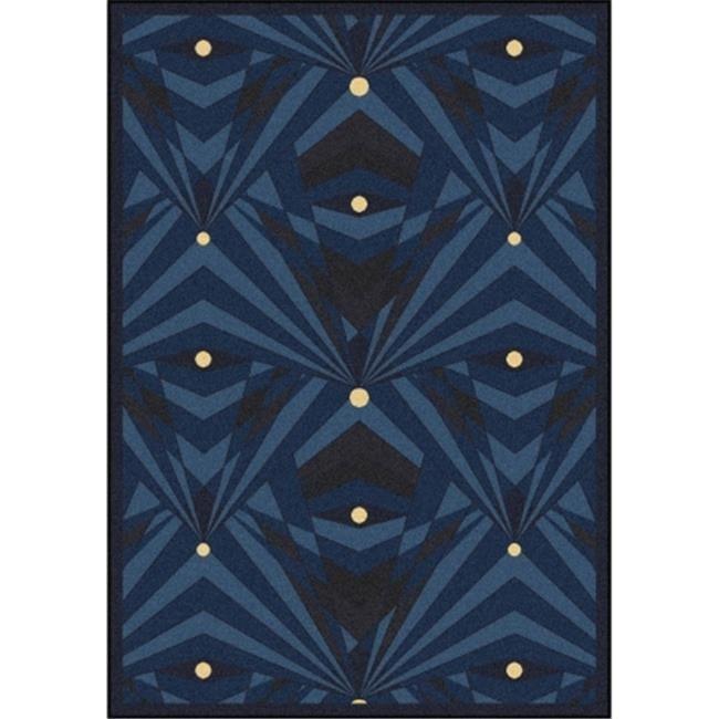 Joy Carpets 1756B-04 Any Day Matinee Deco Strobe Rectangle Theater Area Rugs 04 Navy - 3 ft. 10 in. x 5 ft. 4 in.