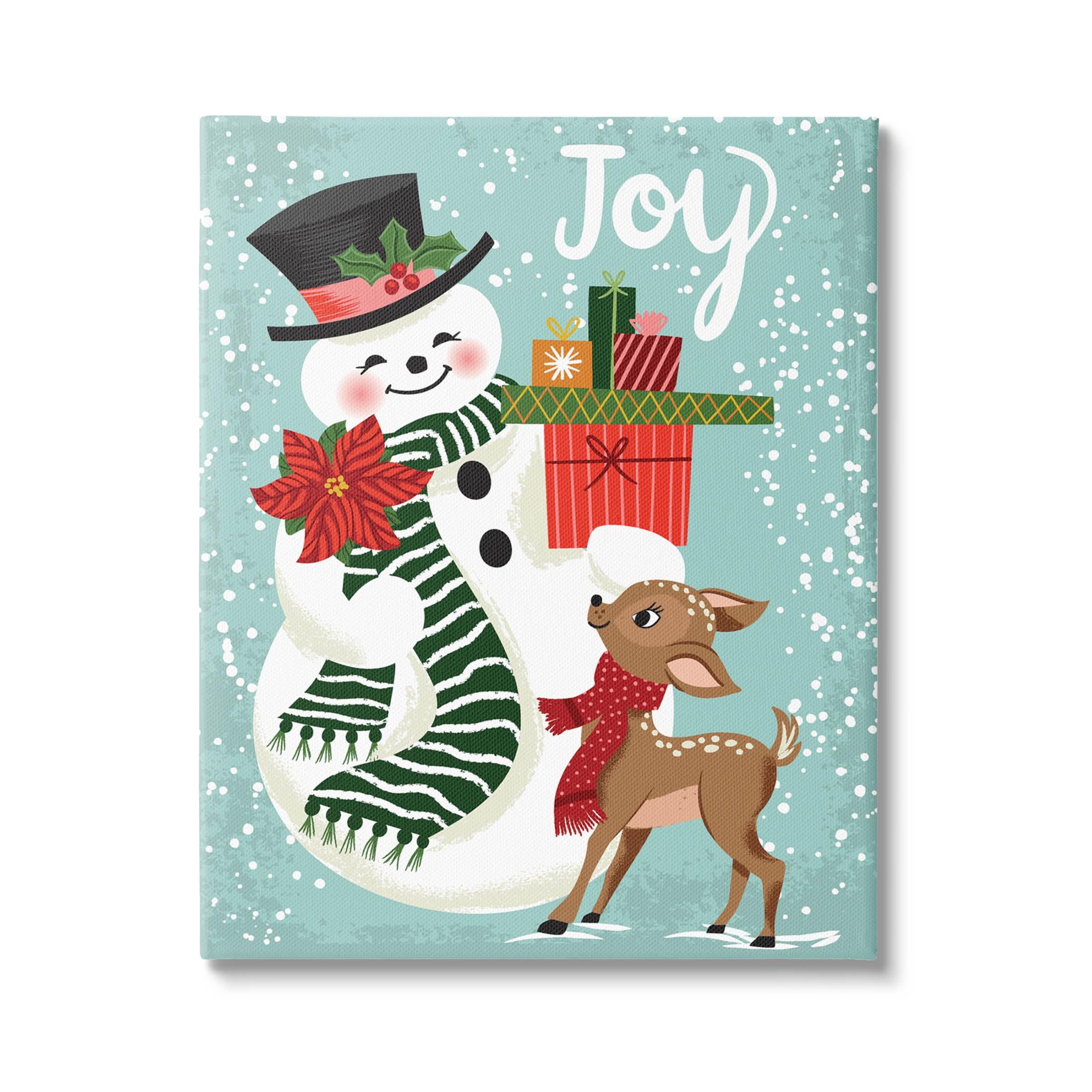 Stupell Industries " Joy Smiling Snowman Holiday Deer " by Arrolynn Weiderhold