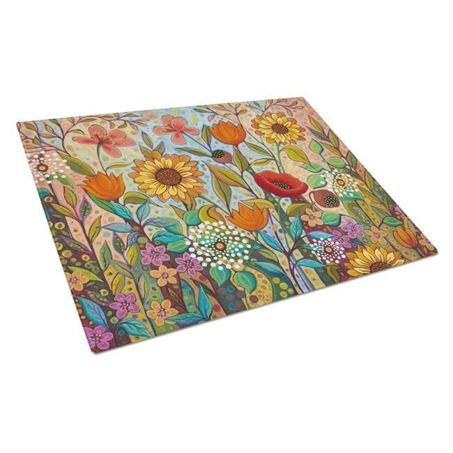 Carolines Treasures PPD3017LCB Joy in the Morning Flowers Glass Cutting Board Large, 12H x 16W, multicolor