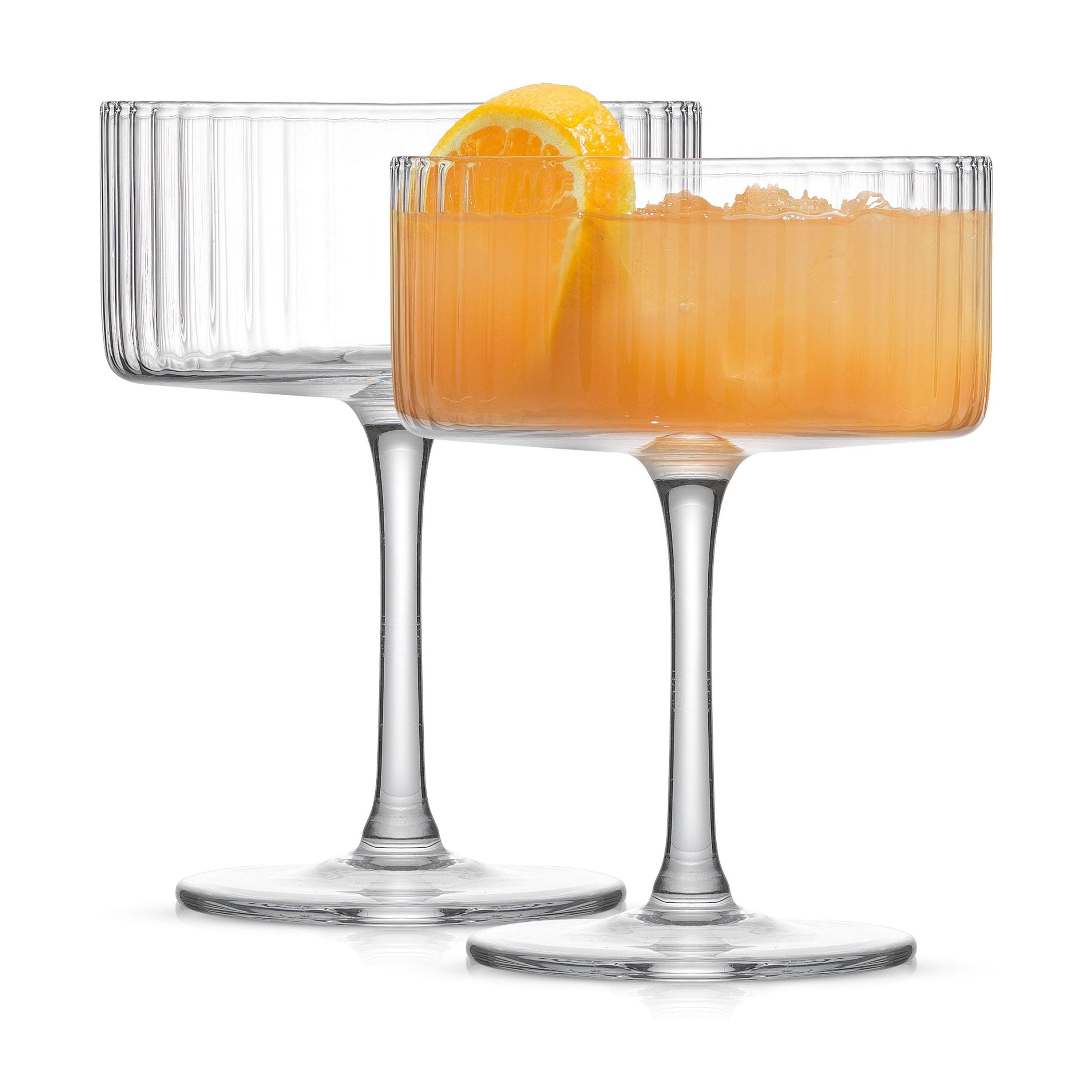 JoyJolt Elle Fluted Coupe Martini Glasses, 10oz (Set of 2)