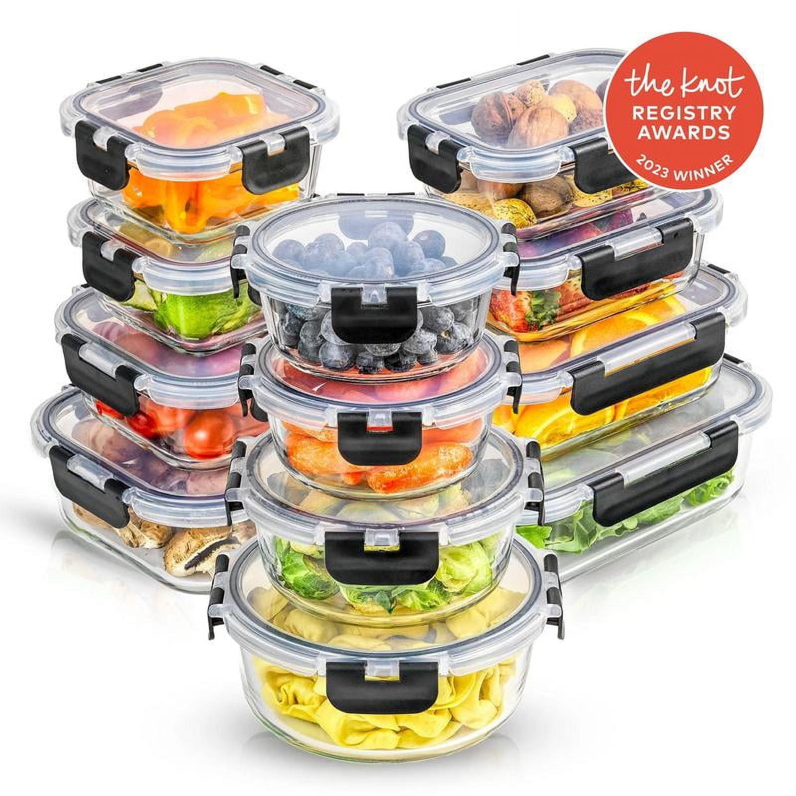 JoyJolt 24-Piece Glass Food Storage Container Set with Leakproof Lids