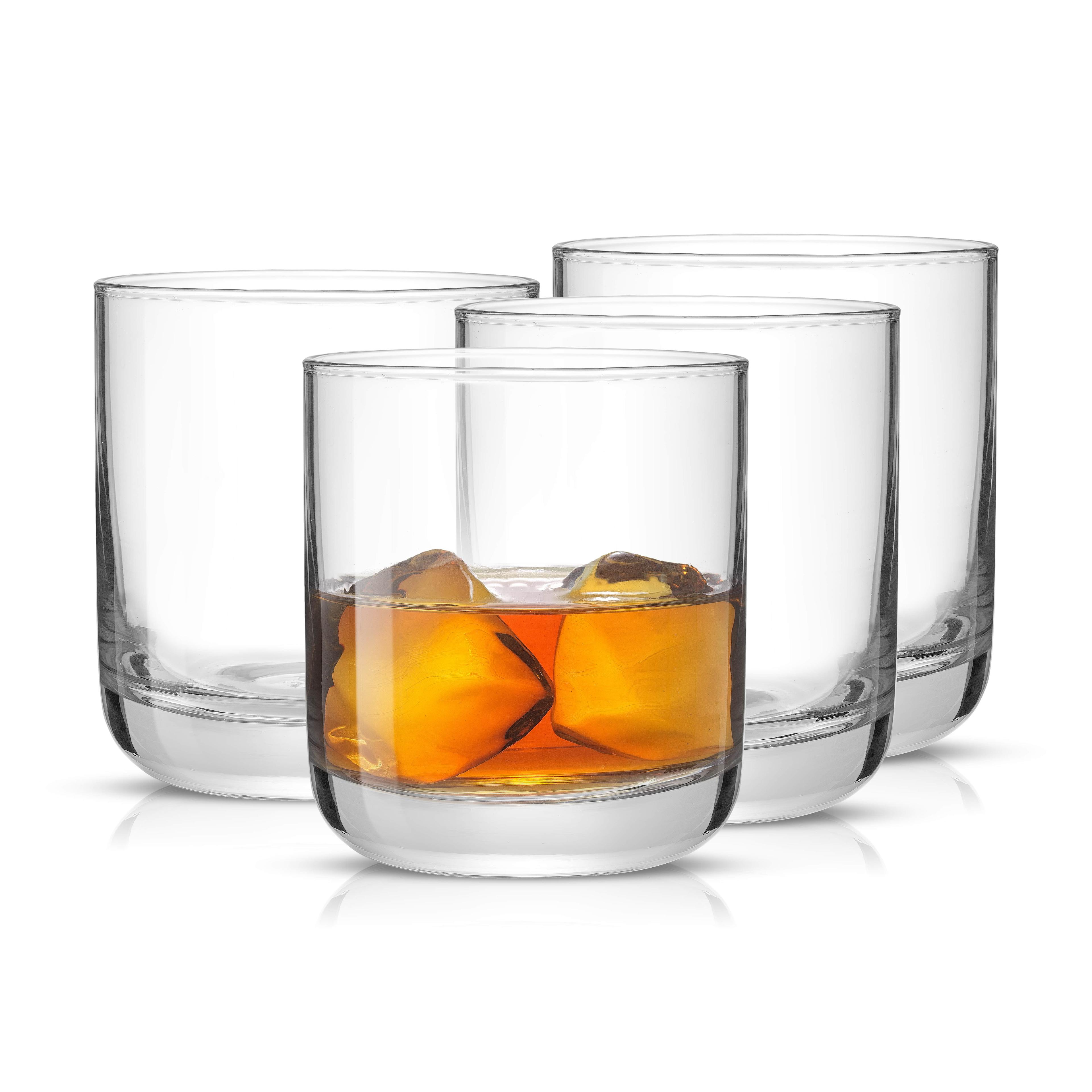 JoyJolt Nova Crystal Drinking Glasses - Short Tumbler Drinking Glass Set - Set of 4