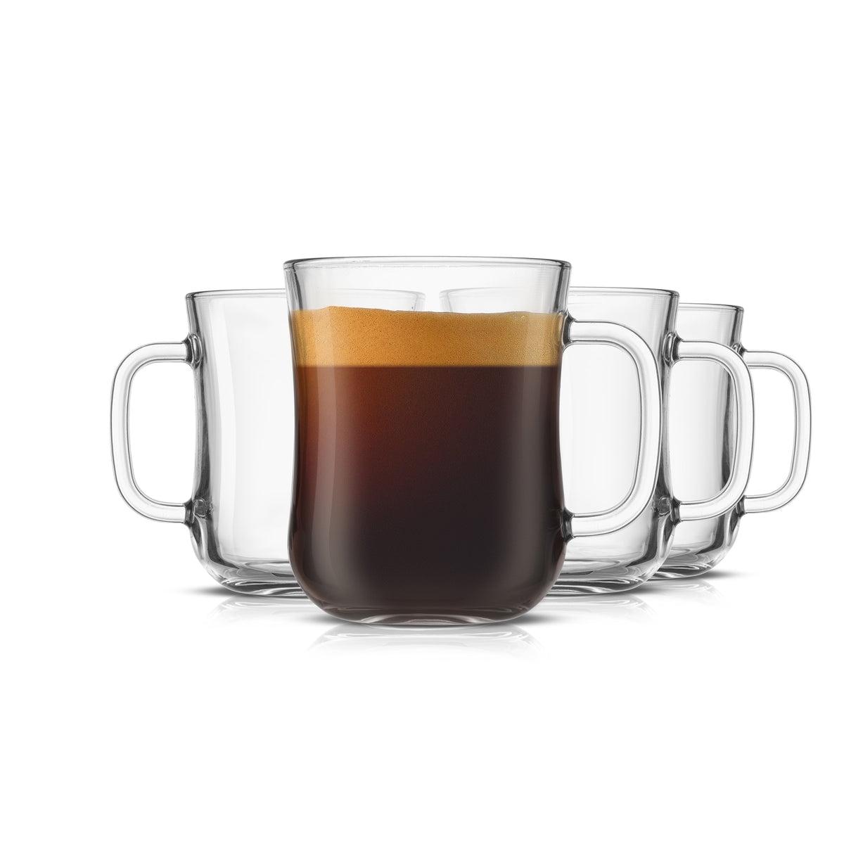 JoyJolt Diner Glass Coffee Mug with Handle, 16oz.