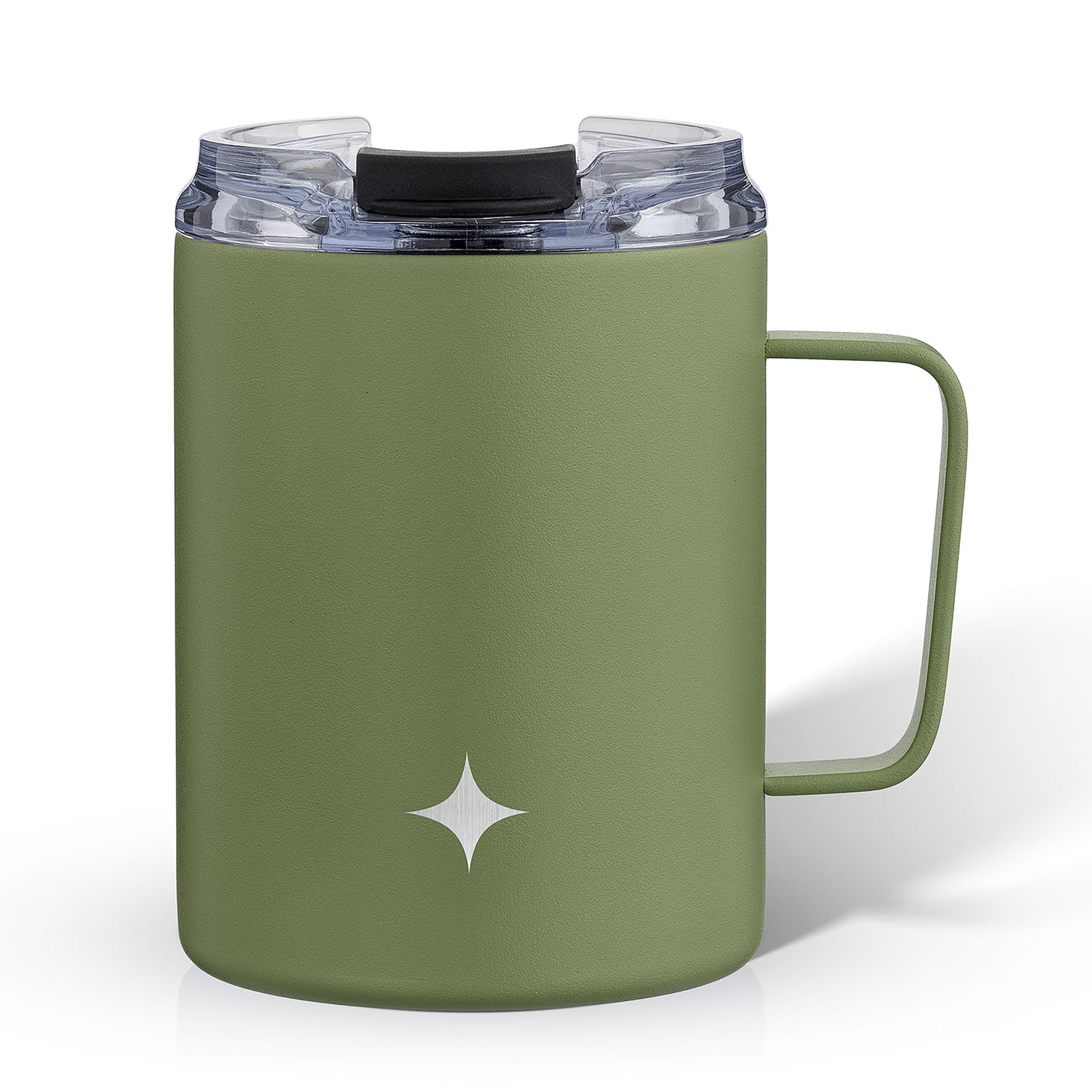 JoyJolt Coffee Mug with Handle and Flip Lid, 12oz.