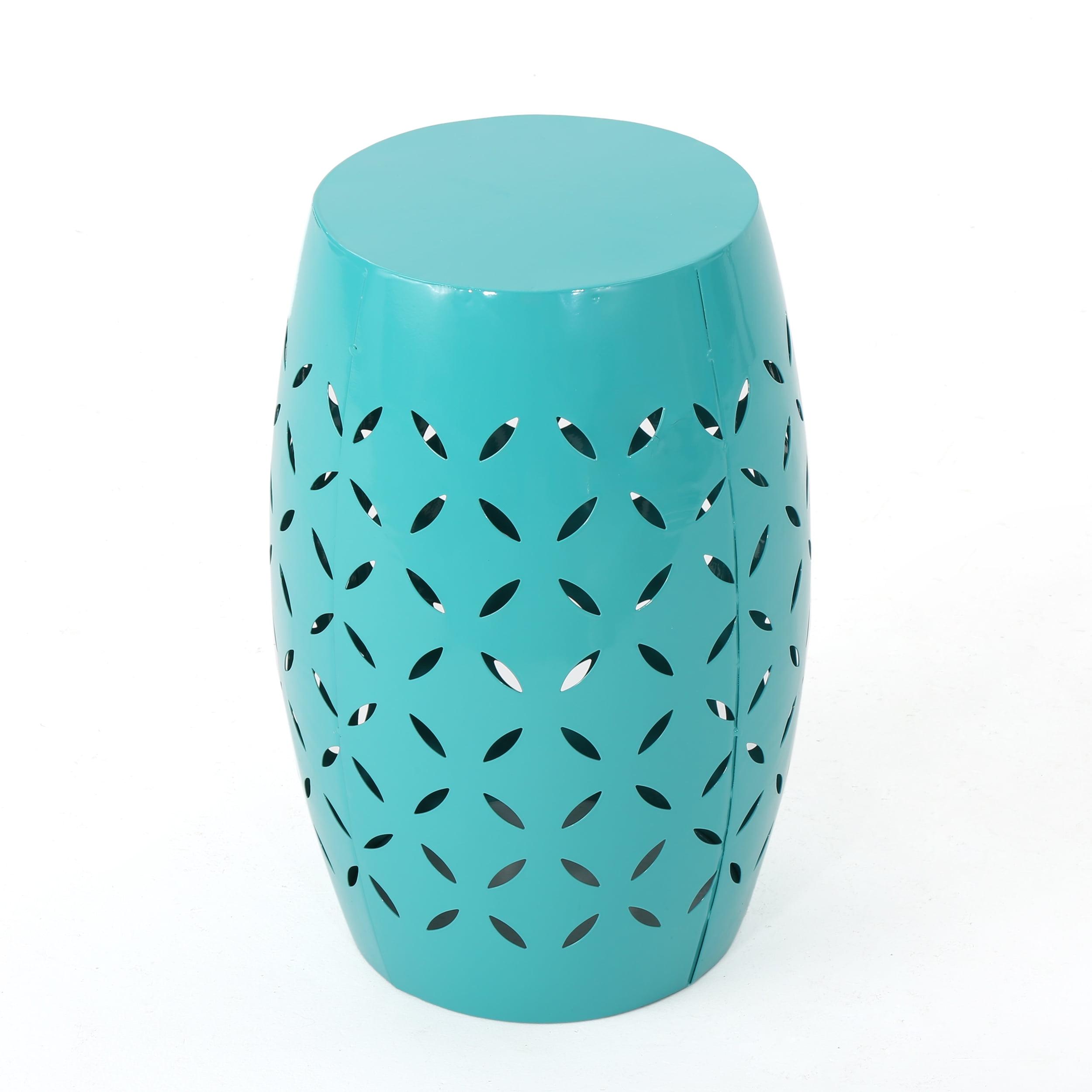 Joyce Lace Cut Iron Accent Table, Teal