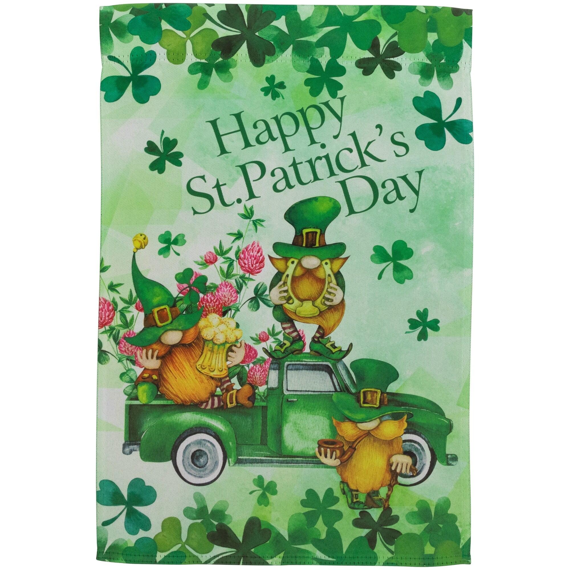 Green Polyester St. Patrick's Day Garden Flag with Shamrocks