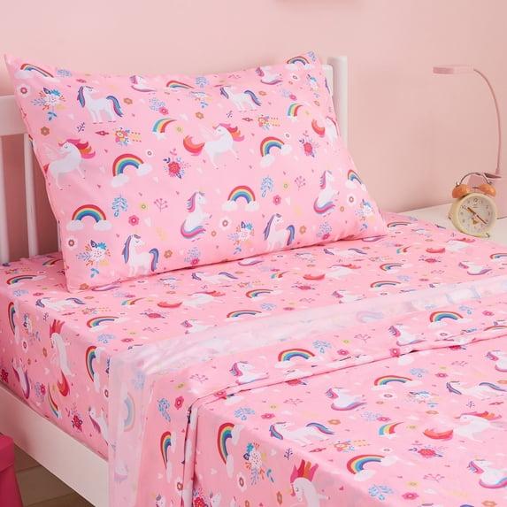 Joyfy Kids Twin Sheet Set Unicorn- 3 Piece Soft Microfiber Bed Sheets- Cozy Toddler Bedding Set for Boys Girls Teens