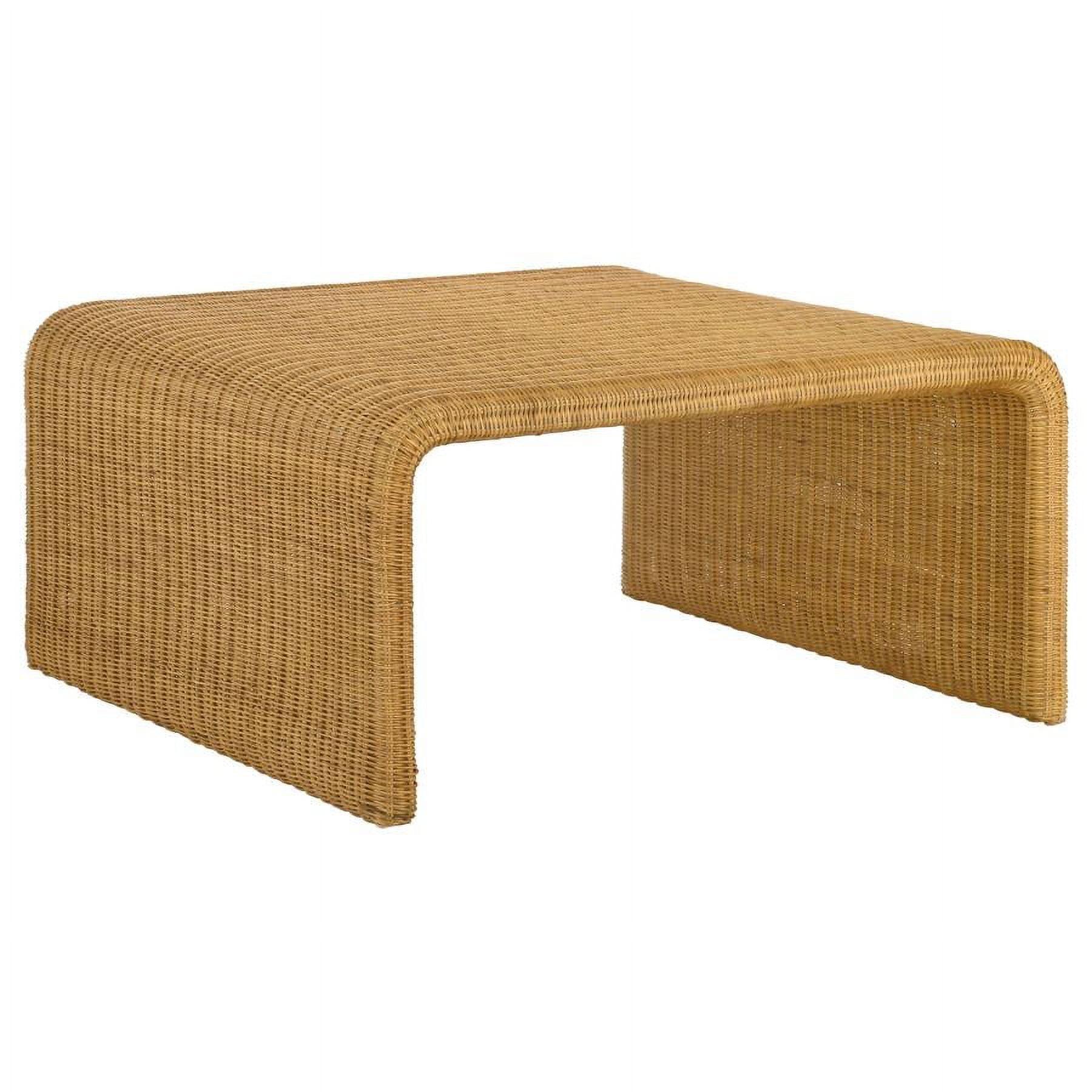 Natural Rattan Square Coffee Table with Waterfall Edges