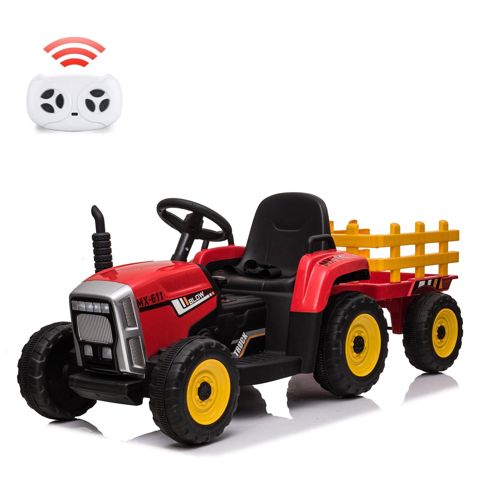 12V Kids Ride On Tractor with Trailer & Remote Control,Red, 35W