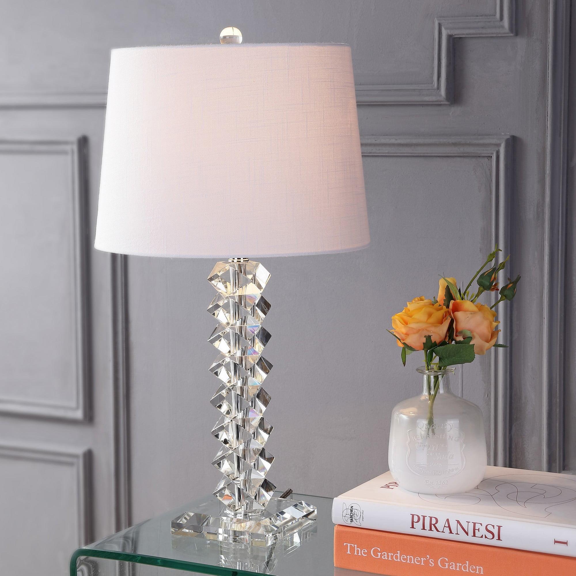 Julia 25.5" Clear Crystal LED Table Lamp with White Shade