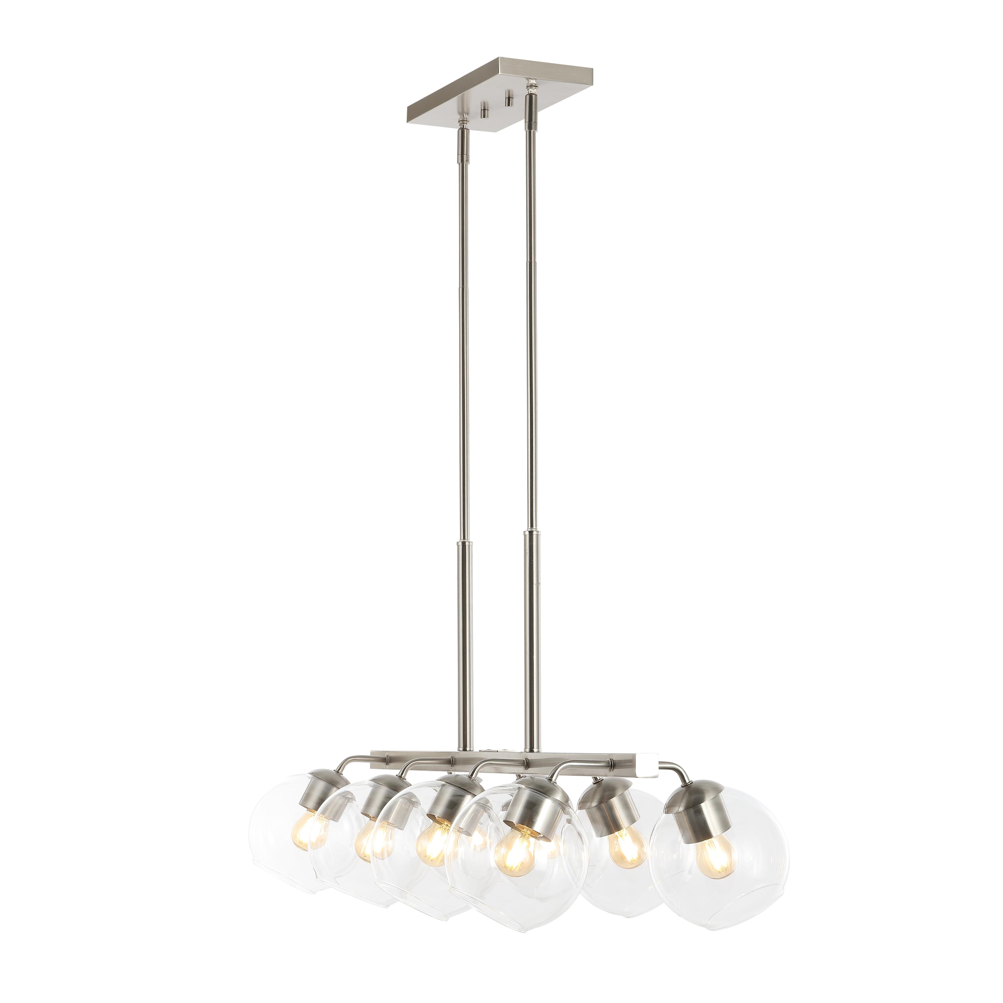 Julian 33.5" Nickel/Clear LED Linear Pendant with Clear Glass Globes
