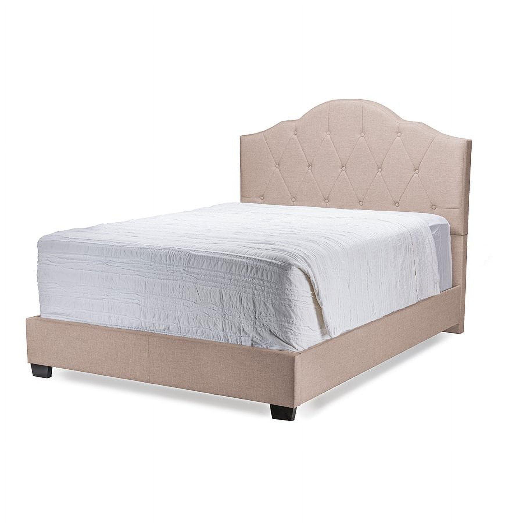 Juliet King Light Brown Linen Tufted Upholstered Bed