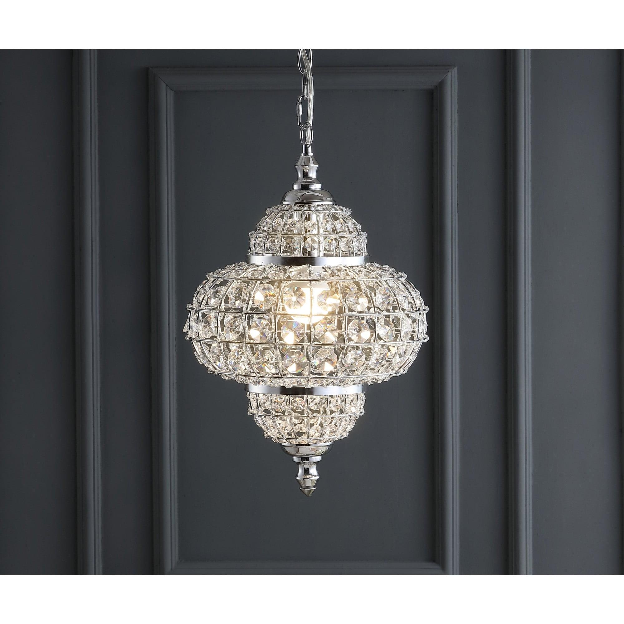 Juliette 19.5" Chrome and Crystal Modern LED Pendant Light