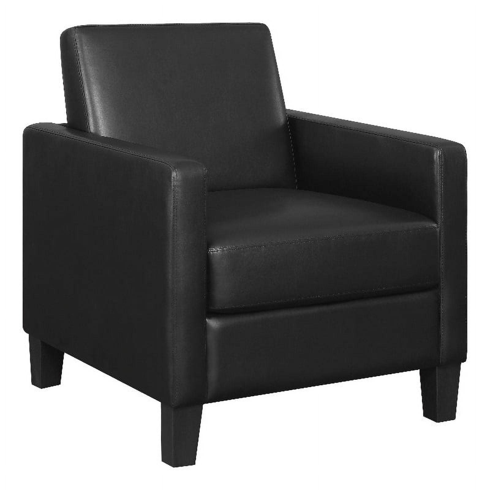 Modern Black Faux Leather Accent Chair with Track Arms