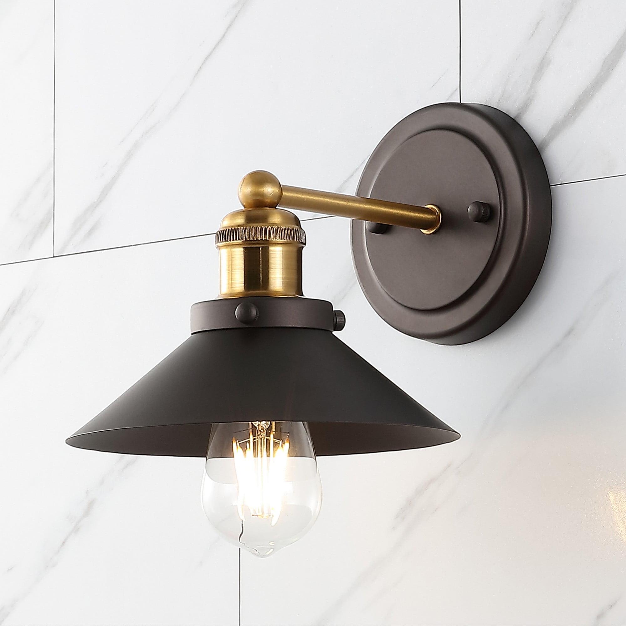 July 7.88" 1-light Metal Shade Sconce, Oil Rubbed Bronze/Brass Gold