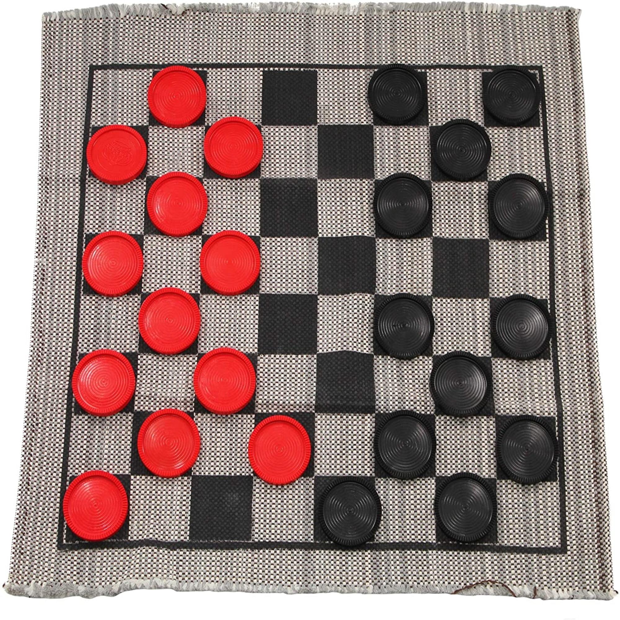 Easy-Care Jumbo Checkers Rug Game with Washable Wool Blend