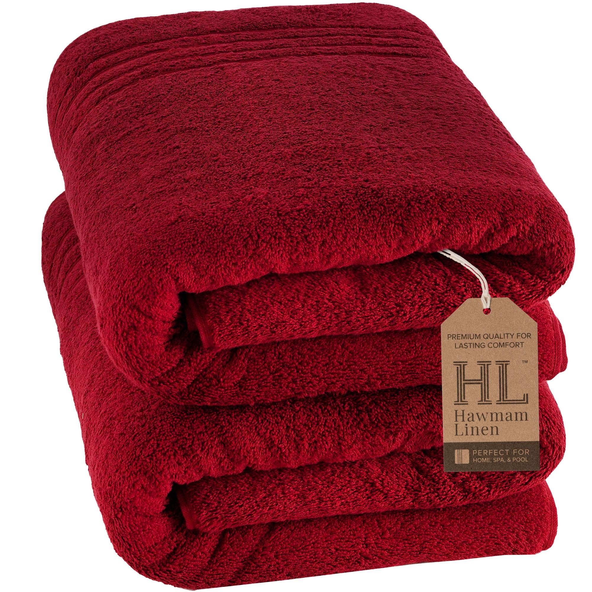 Hammam Linen Burgundy Jumbo Large Bath Sheets Towels 2-Pack Soft and Absorbent, Premium Quality 100% Cotton Towels