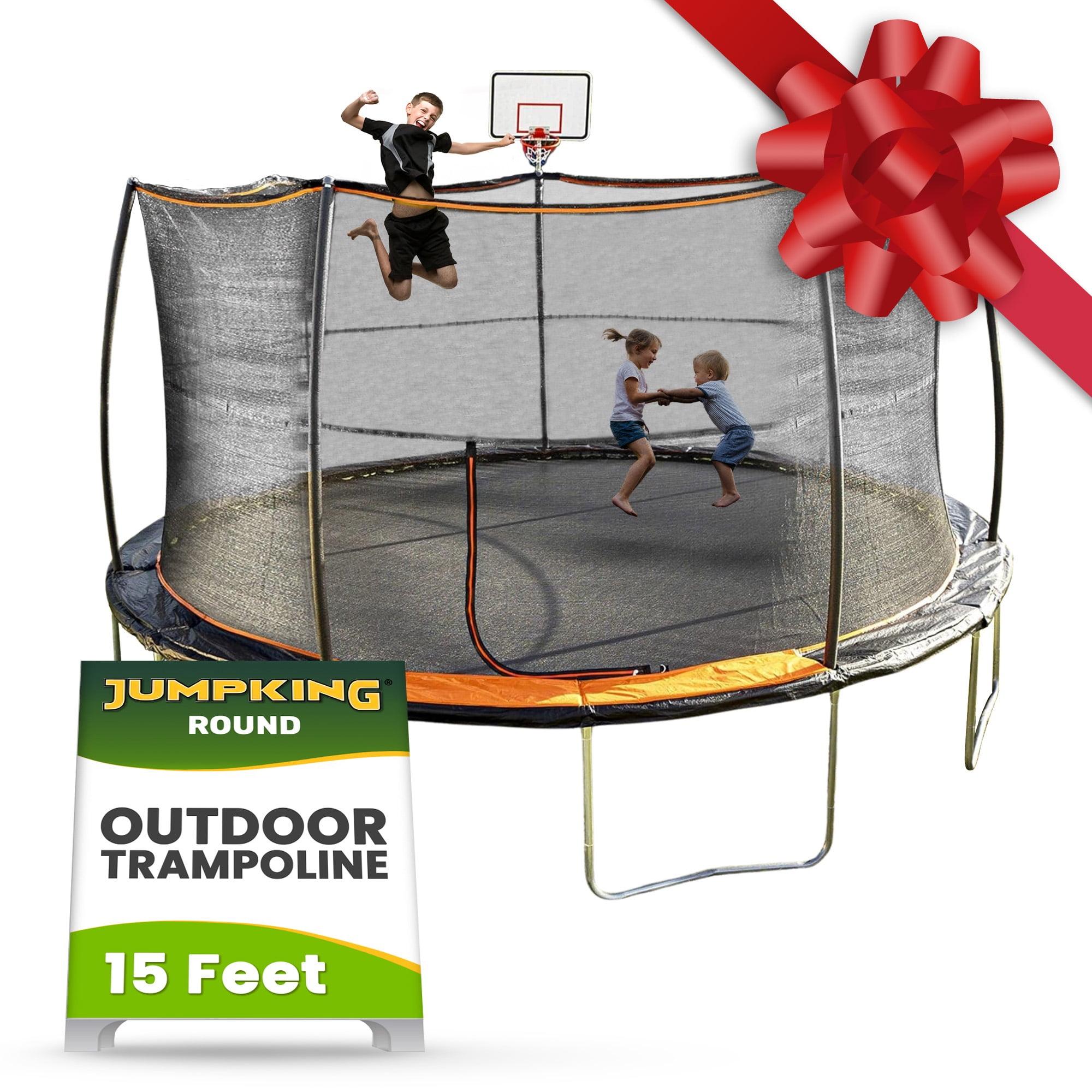 JumpKing 15'  Trampoline - Outdoor/Indoor Recreational Trampoline w/ Basketball Hoop, Enclosure Net - Large Trampoline and Holiday Gift for Kids, Adults, & Family Fun