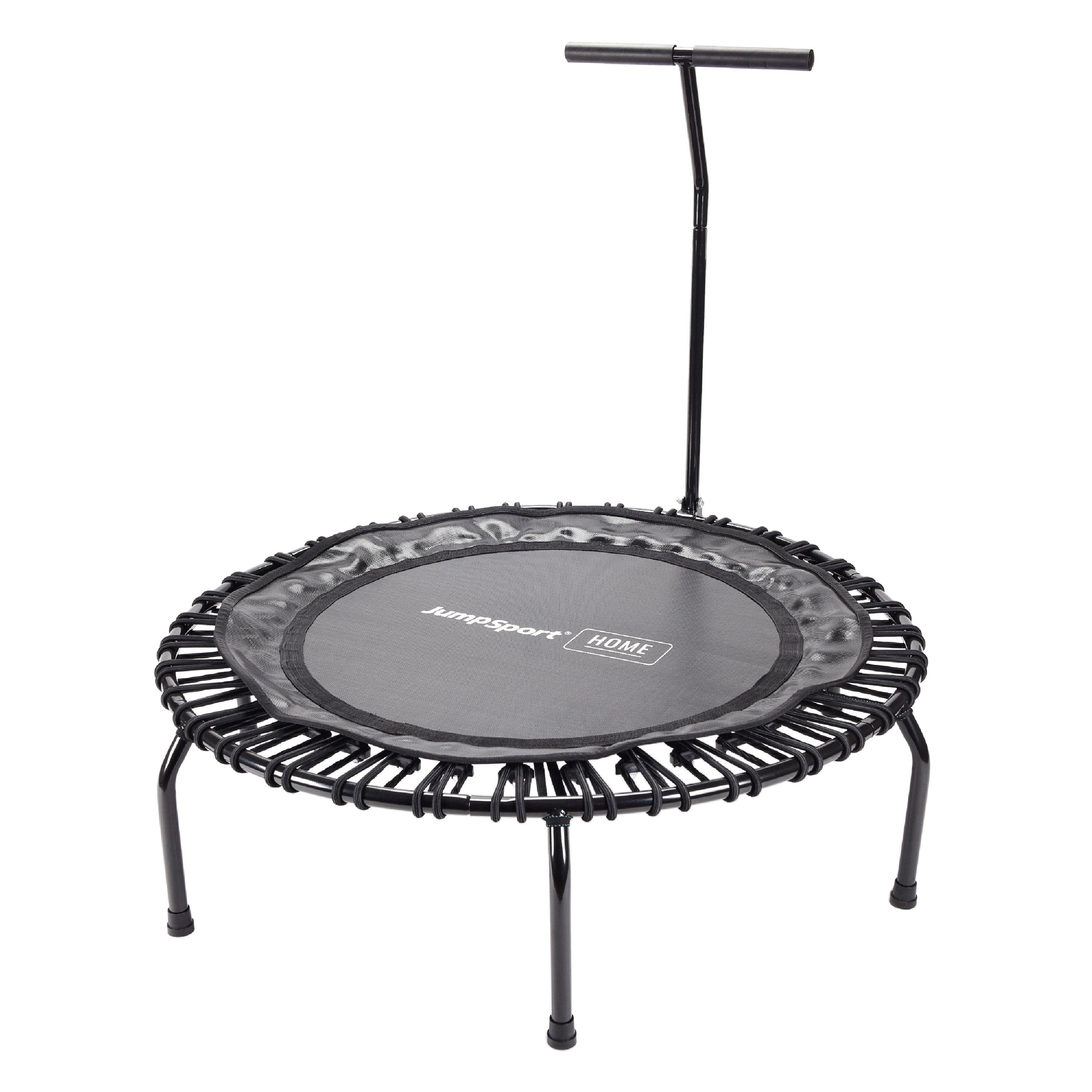 JumpSport 220 In Home Cardio Fitness Rebounder - Mini Trampoline with Handle Bar Accessory, Premium Bungees and Workout DVD