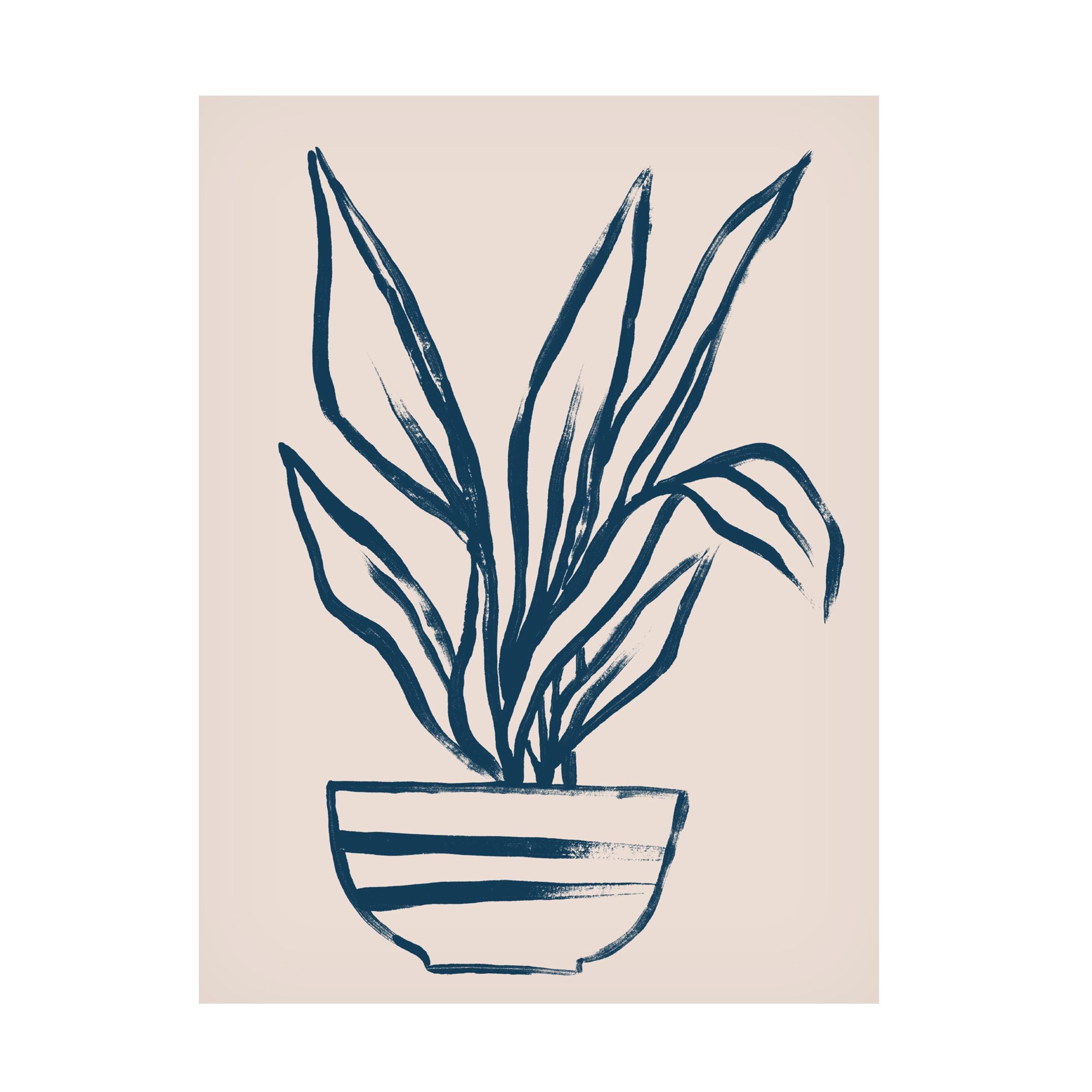 June Erica Vess 'Navy Plant Sketches III' Canvas Art