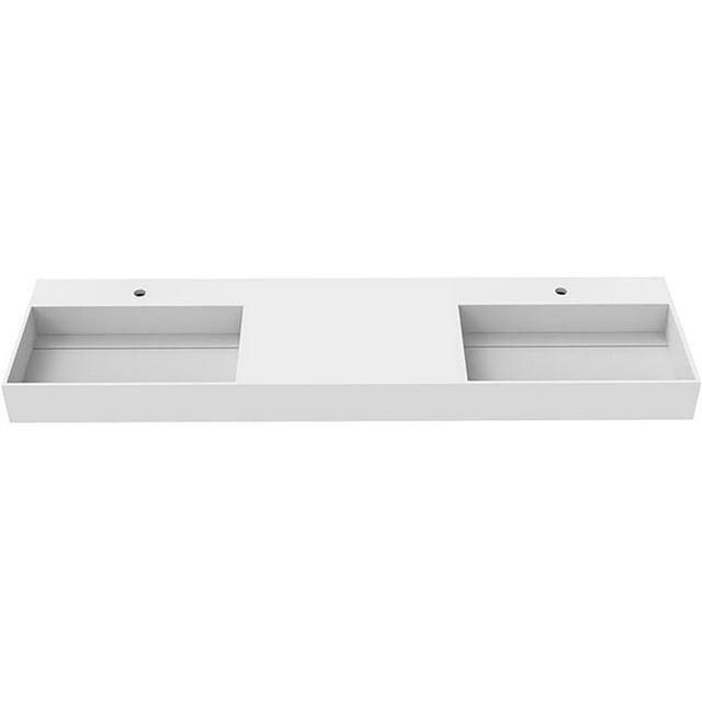 Juniper 72" Rectangular Modern Wall-Mounted Bathroom Sink with Concealed Drain Plate