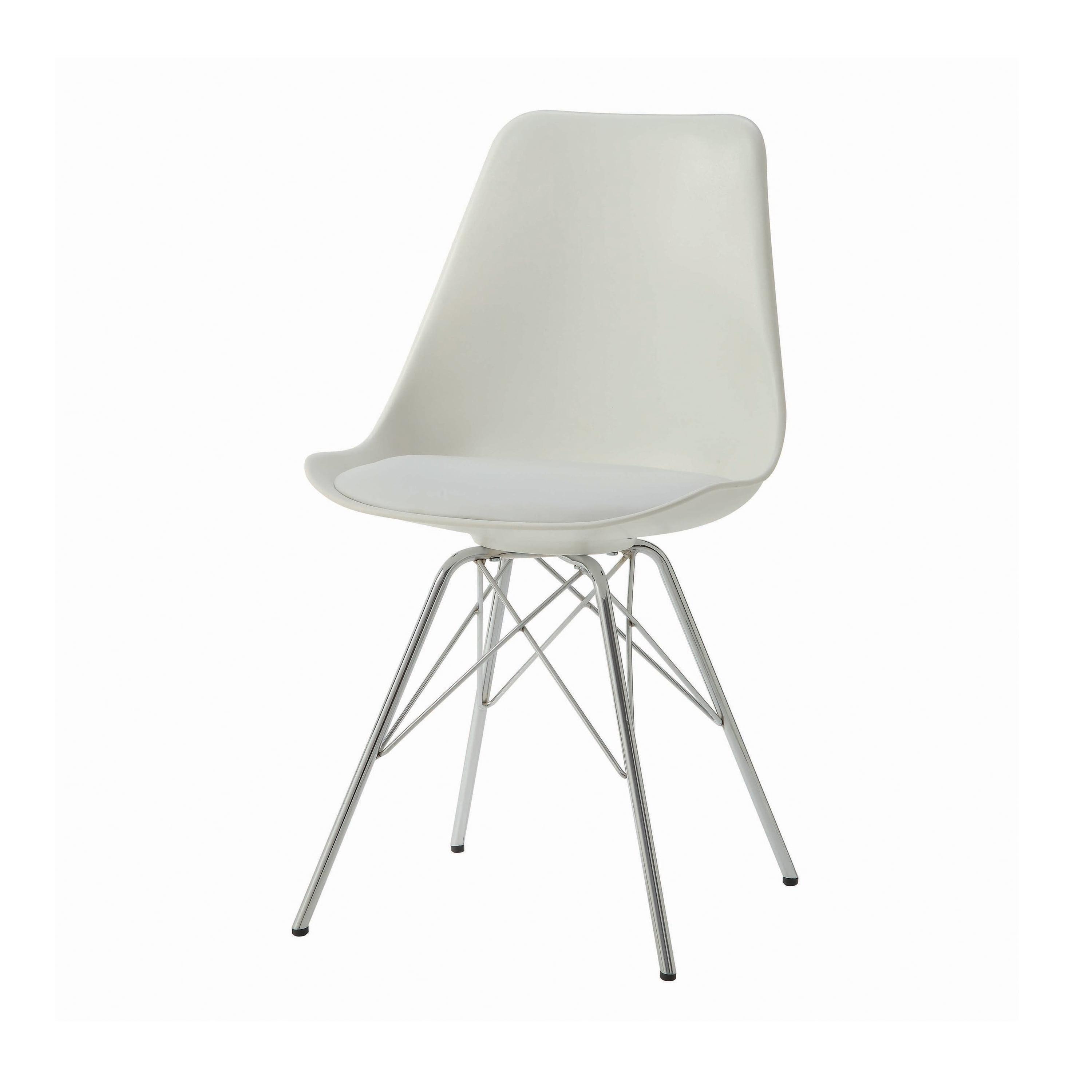 White Metal Contemporary Side Chair with Padded Seat