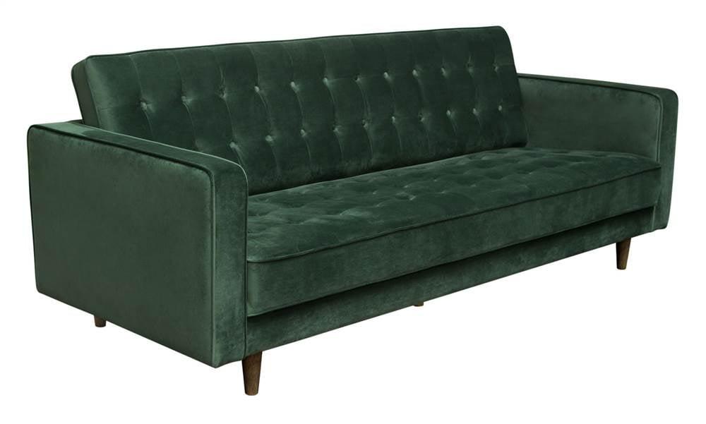 Hunter Green Velvet Tufted 86'' Sofa with Wood Legs