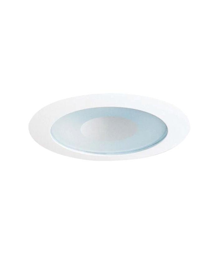 Sleek 4'' Gloss White Circular LED Recessed Shower Light with Frosted Glass