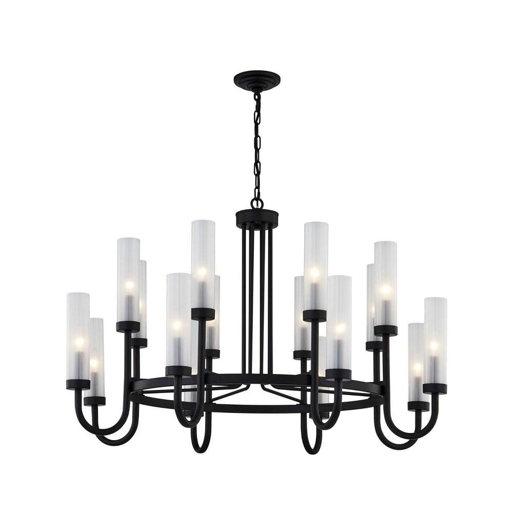 Elegant Anchor 42.5" Black Crystal Taper Candle Chandelier