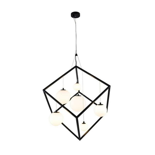 Justice Design Group Fsn-4442-Opal Pixie Lámpara de Techo de 6 Luces de 22" de Ancho - Negro