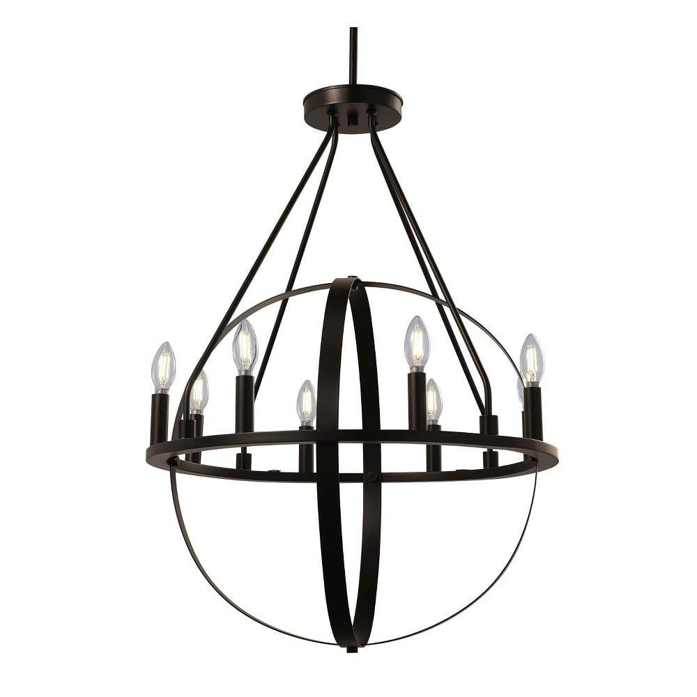 Orbit Transitional 8-Light Dark Bronze Metal Chandelier