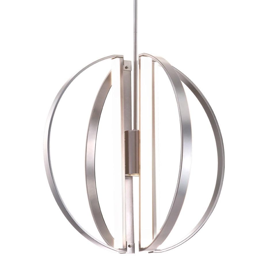 Justice Design NSH-4302-NCKL Liv - 24 Inch 250W 5 LED Chandelier Brushed Nickel  Matte Black Finish