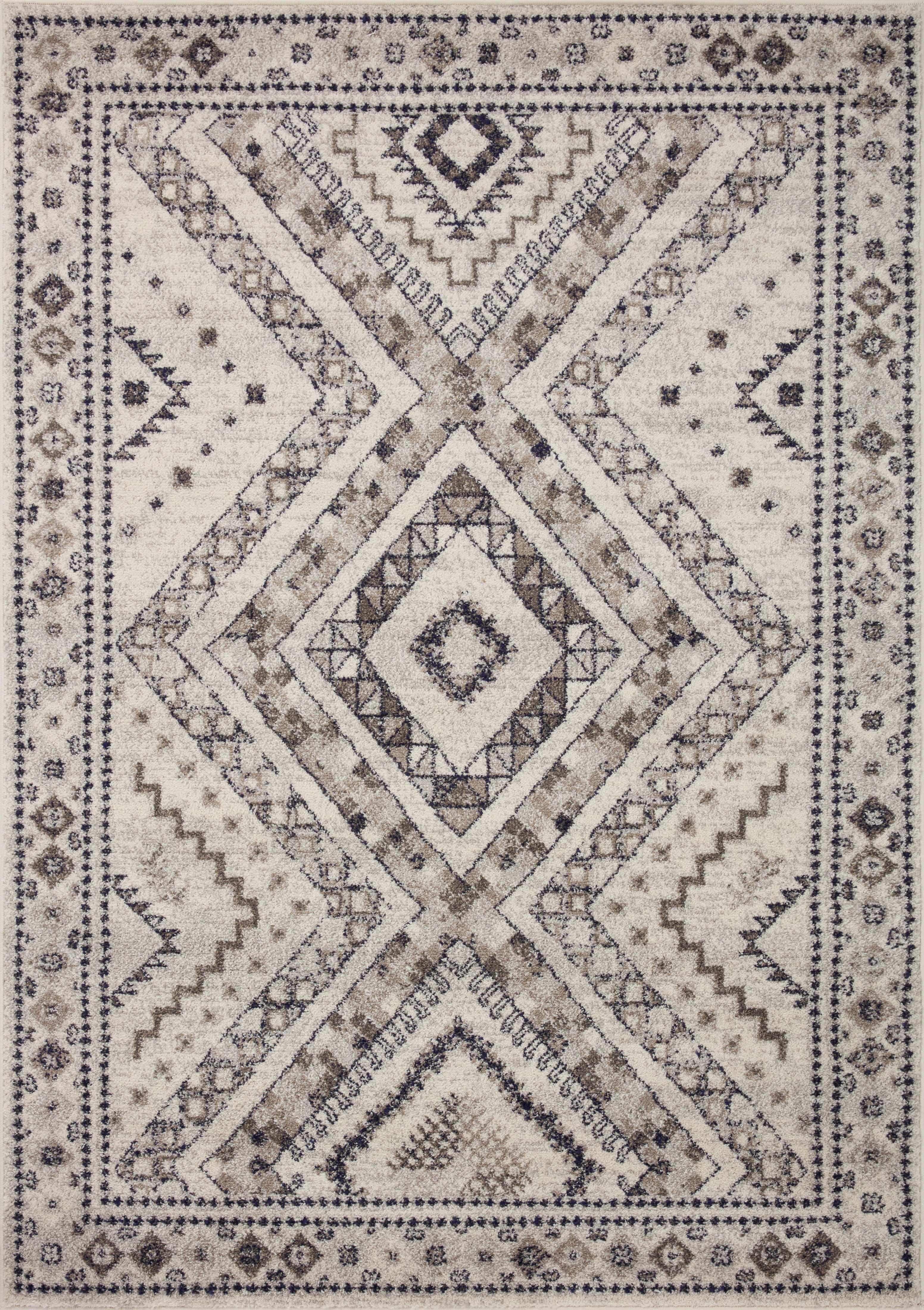 Ivory Diamond Synthetic 5'3" x 7'6" Easy Care Area Rug