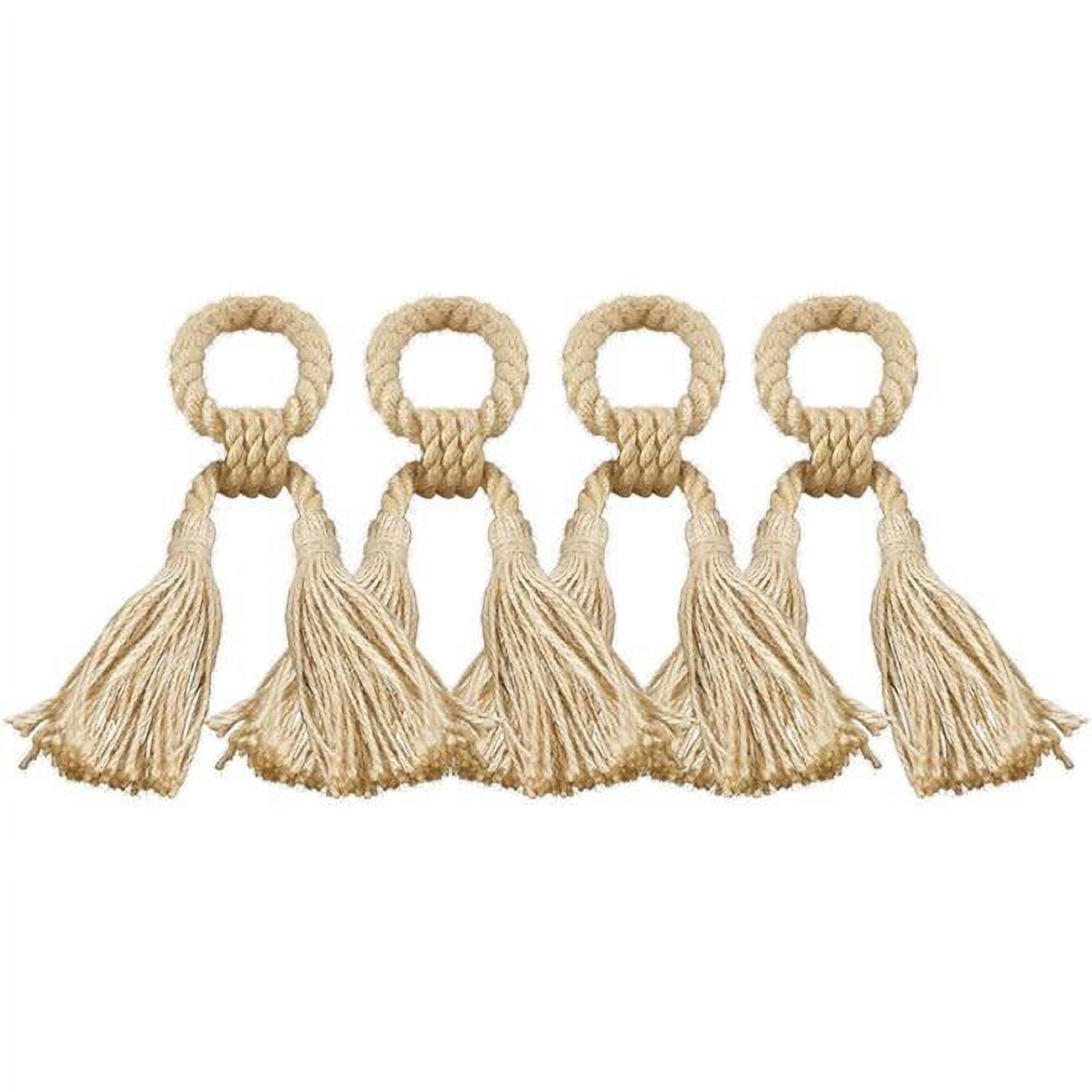 Saro Lifestyle Jute Tassel Napkin Rings (set of 4)