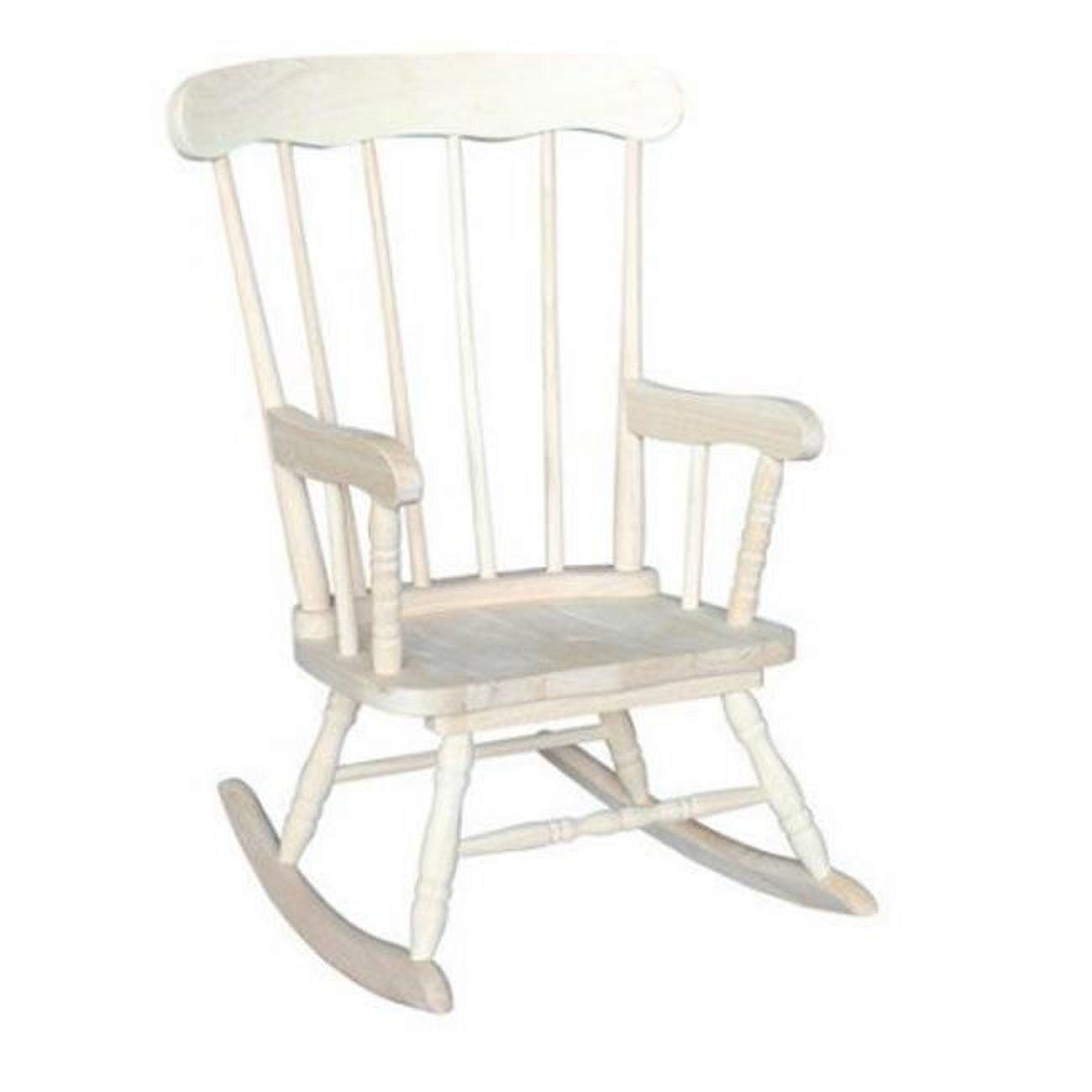 Traditional Unfinished Solid Wood Kids Rocker for Nursery and Playroom