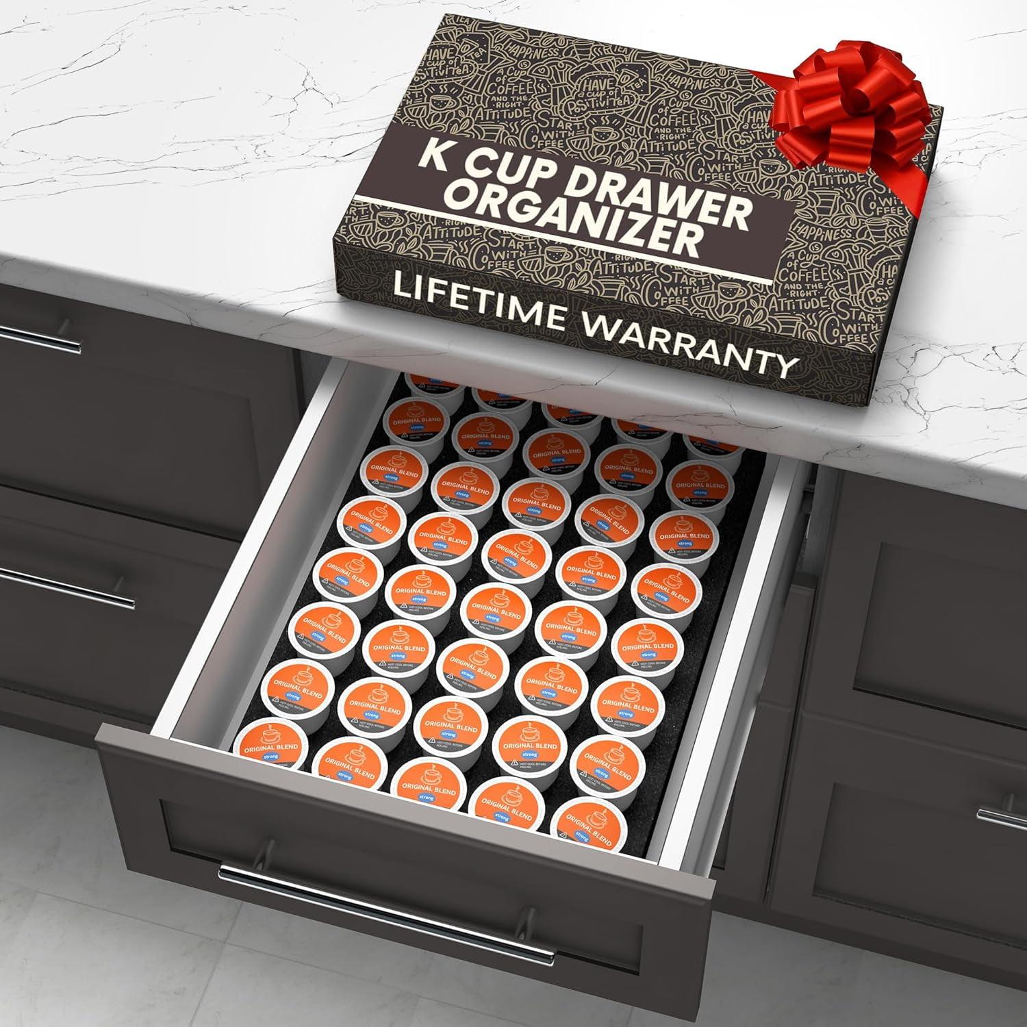 Black Foam 40-Slot K-Cup Drawer Organizer Tray