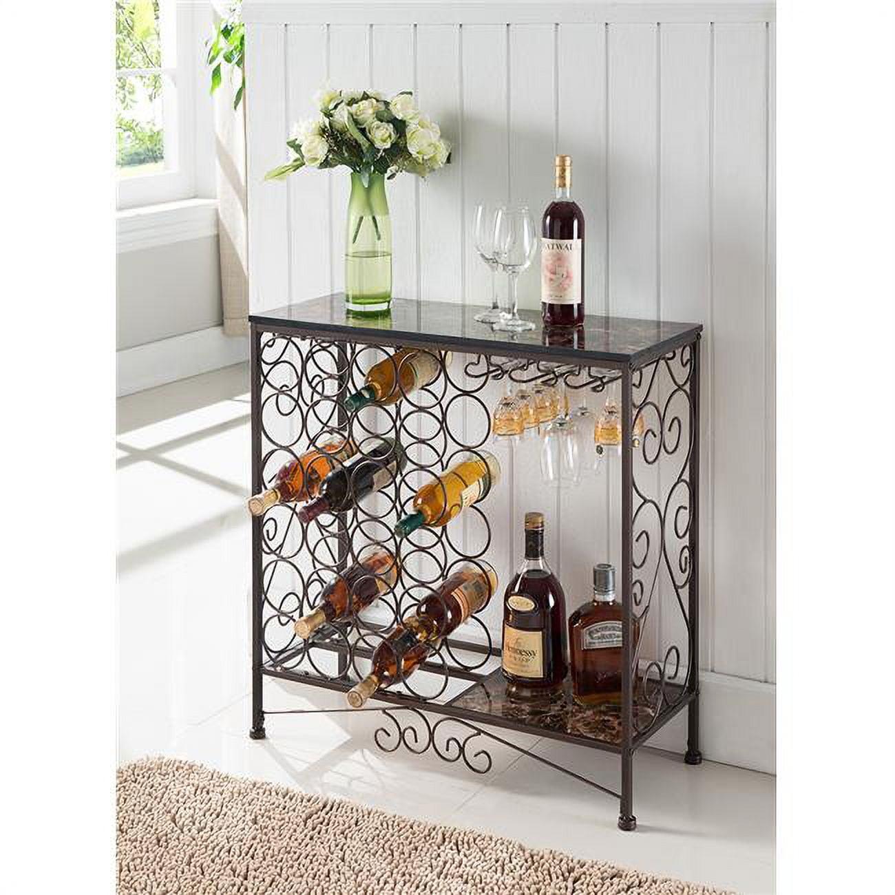 Kings Brand Furniture - Freestanding Wine Rack Table, Liquor Bar Cabinet with Wine Storage - Holds 24 Bottles and Glasses Holder