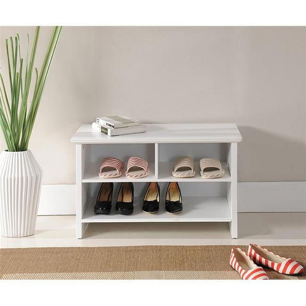 Kings Brand Furniture Worthington 2-Shelf Shoe Storage Bench, White