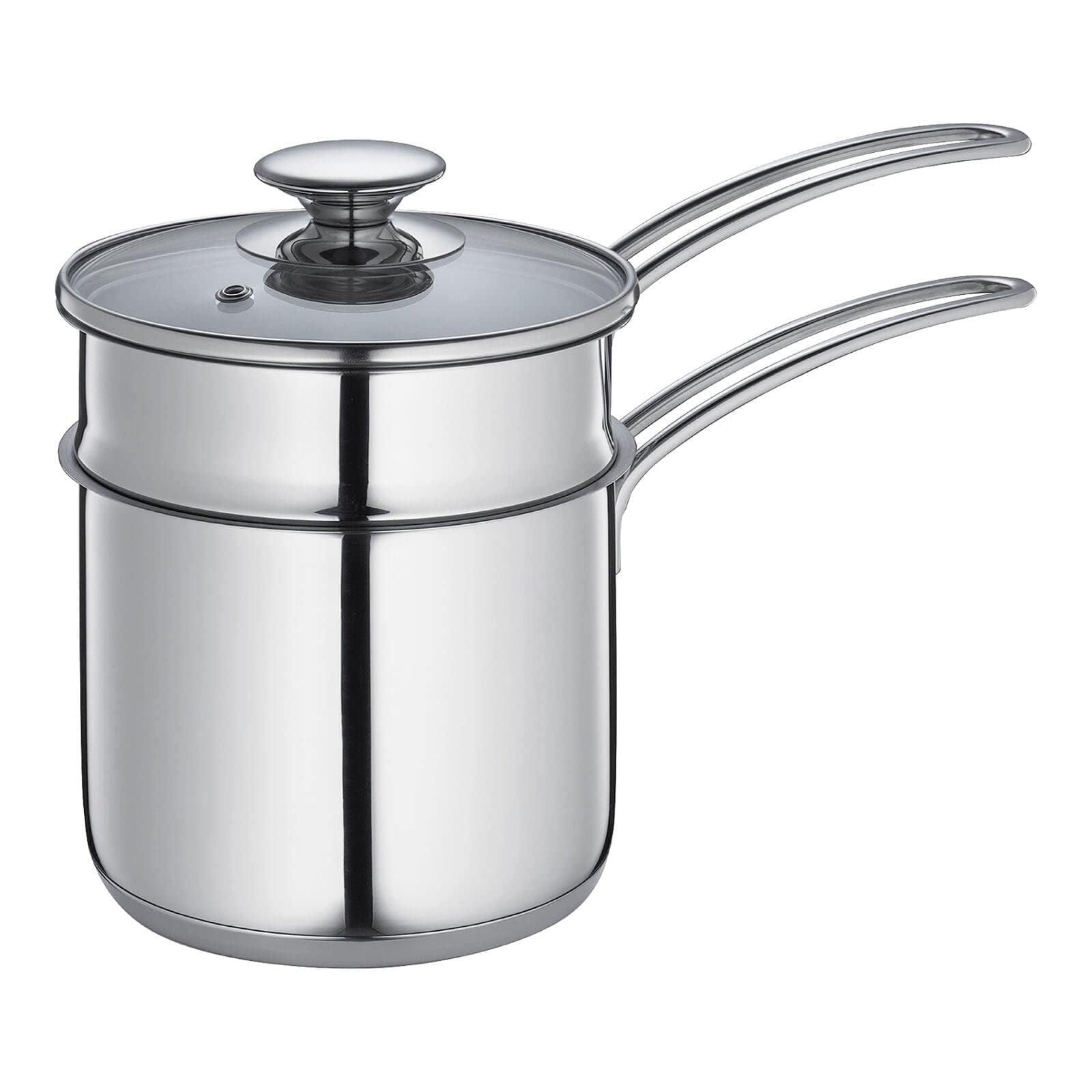 1.6 Quart Stainless Steel Double Boiler with Glass Lid