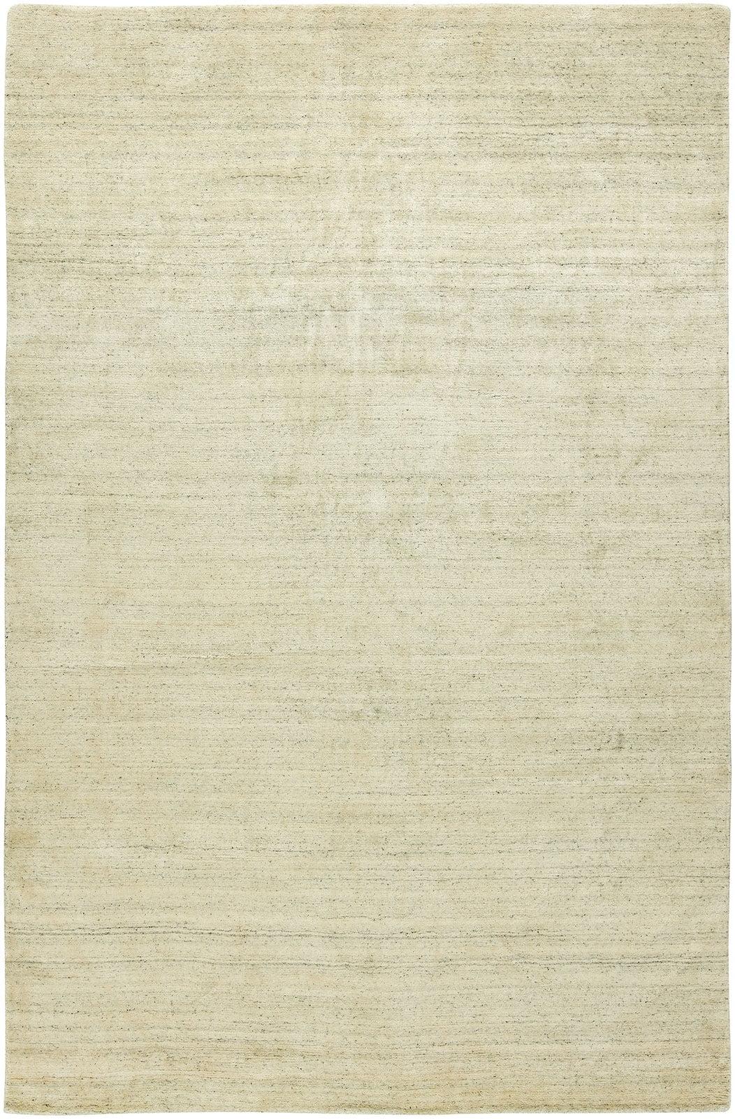 Cream Hand-Knotted Wool and Viscose Area Rug