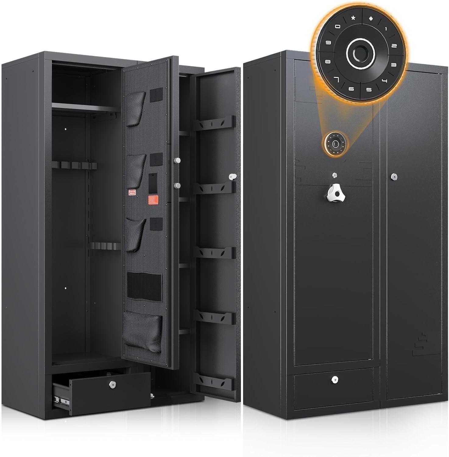 Kaer Kaer 15-20 Gun Safe,gun Safes For Home Rifle And Pistols,large Gun Safes For Home And Shotgun, Large Gun Safes For Home And Shotgun, Quick Access Shotguns Rifle Cabinet,with Drawer And Removable Shelf