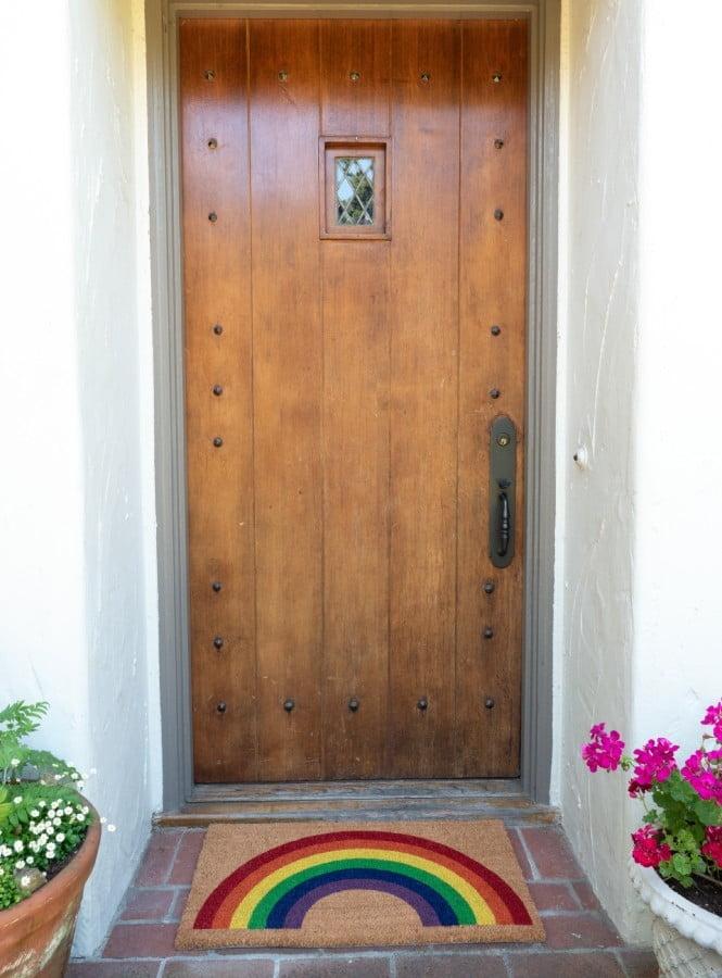 Home Sweet Home Coir Doormat with Colorful Houses