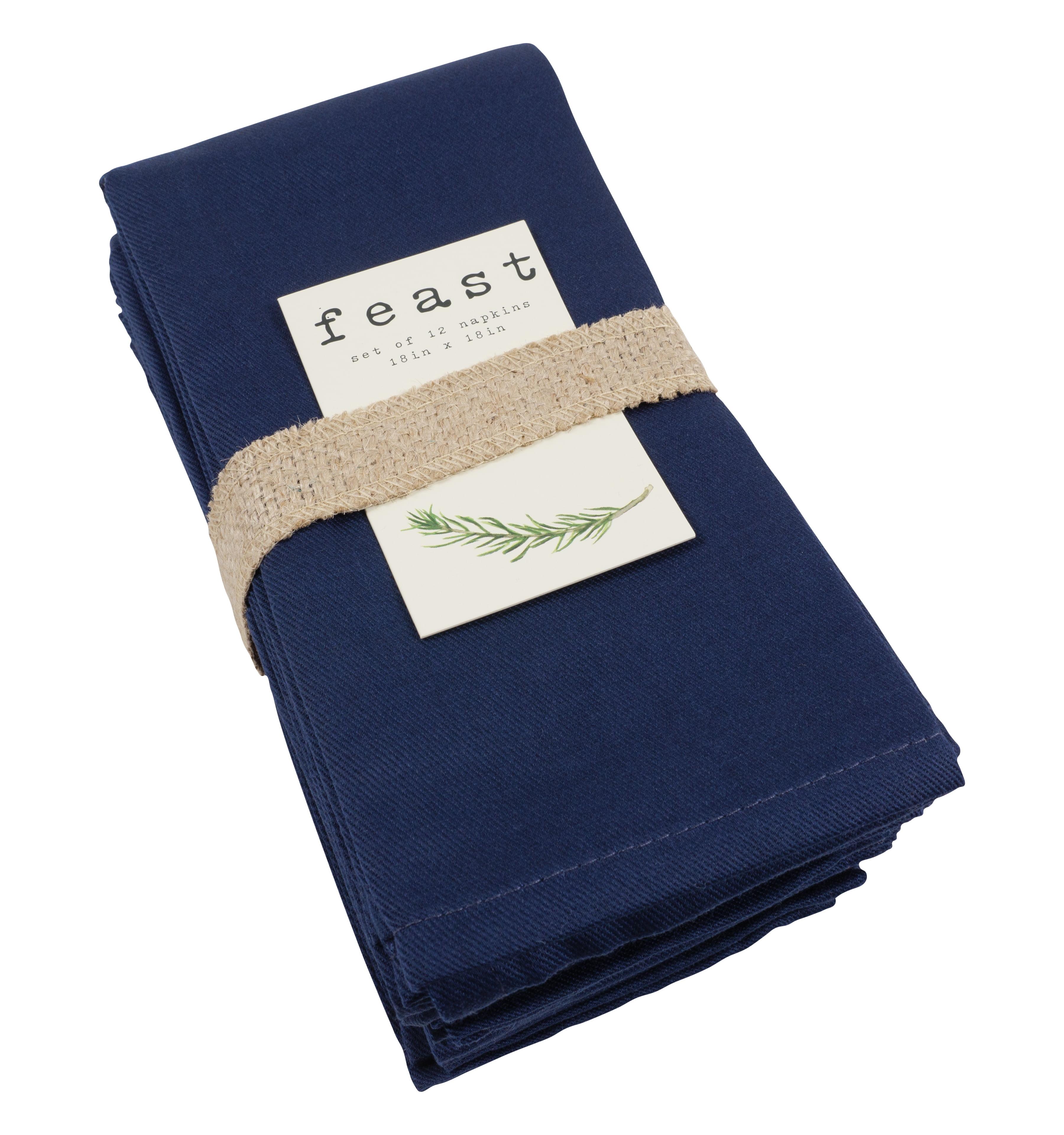 Feast Set of 12 Blue Cotton-Polyester Napkins